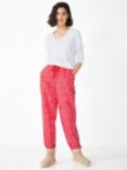 HUSH Liv Cotton Flannel Leopard Print Pyjama Bottoms, Pink/Red