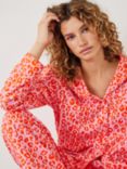 HUSH Liv Leopard Print Shirt Pyjama Set, Pink