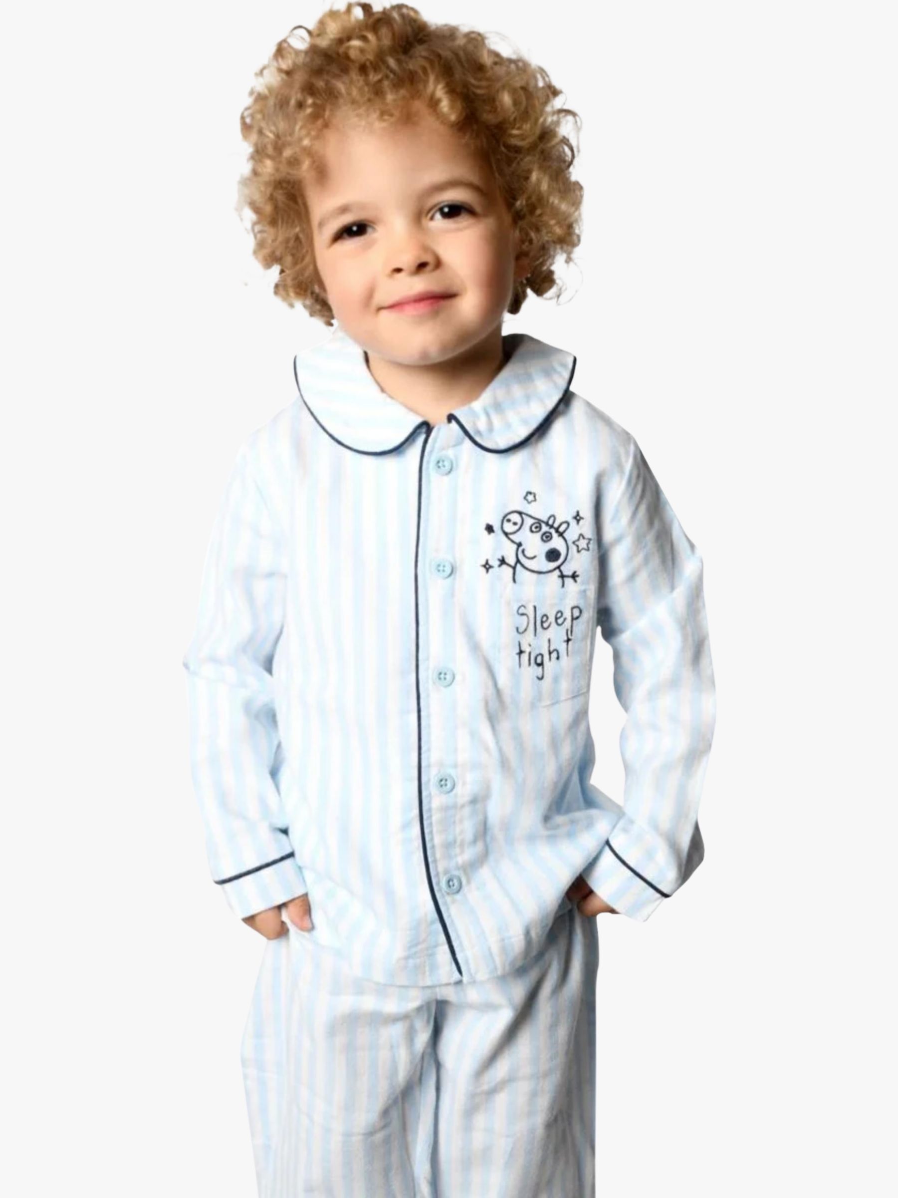 Oefening voor winnen Brand Threads Kids' George Heirloom Pyjamas and Pyjama Bag, Blue at John  Lewis & Partners