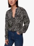 Whistles Shadow Leopard Print Blouse, Black/White