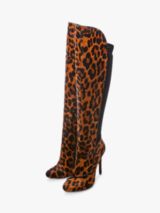 Moda in Pelle Savi Leopard Ponyhair Knee High Boots, Brown
