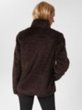 Hobbs Lia Faux Fur Coat, Aubergine