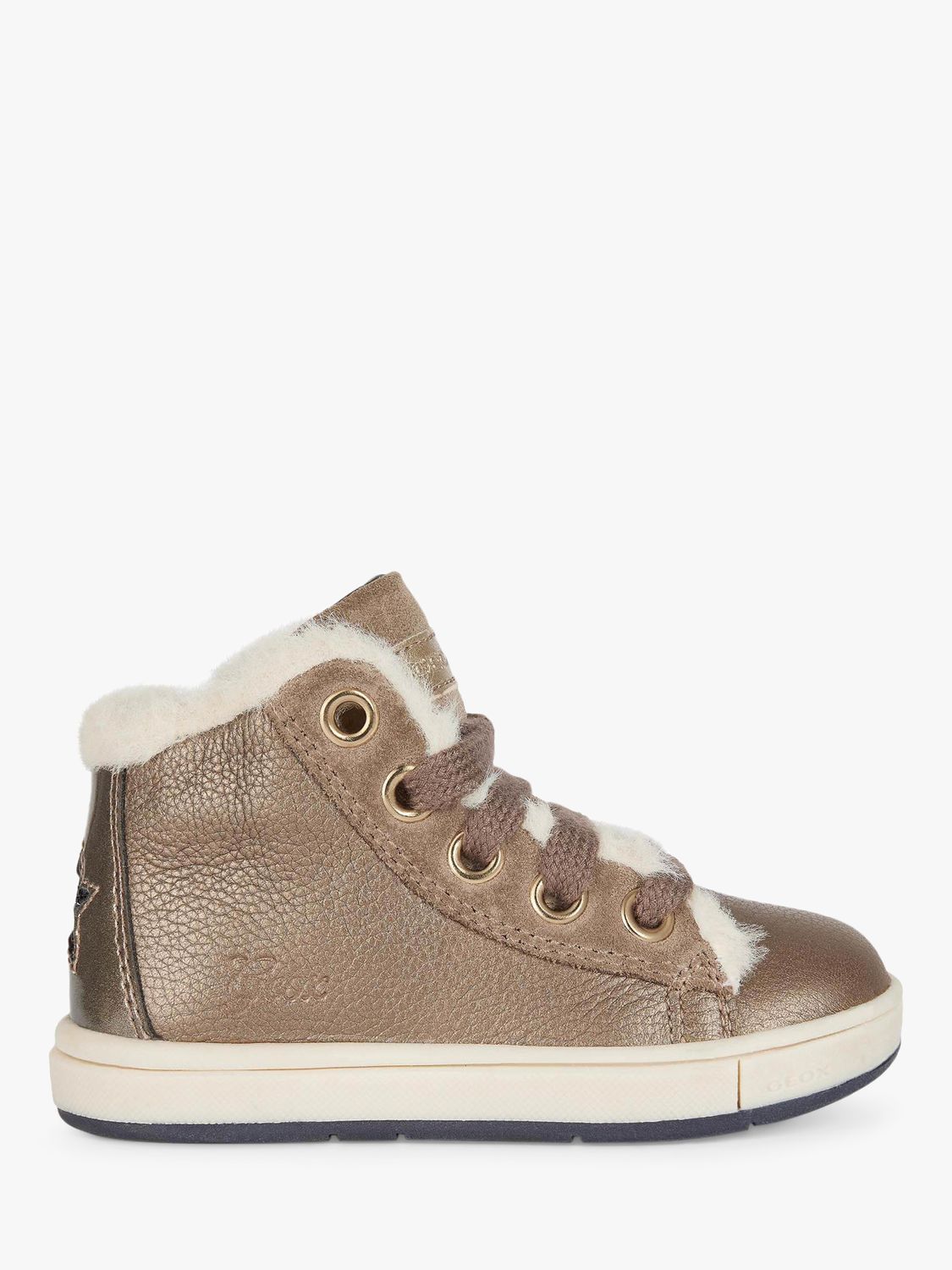 Kids' Trottola High Top Leather Trainers, Smoke White at Lewis & Partners