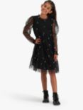 Angel & Rocket Kids' Daisy Embroidered Floral Party Dress, Black, Black