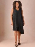 Live Unlimited Asymmetrical Sparkle Stud Chiffon Layered Dress, Black