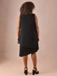 Live Unlimited Asymmetrical Sparkle Stud Chiffon Layered Dress, Black