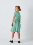 John Lewis School Belted Gingham Checked Summer Dress, Green Mid