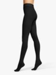 Wolford Mary Cotton Rib 70 Denier Tights, Black 7005