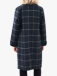 Pure Collection Double Faced Check Longline Coat, Navy