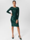 Hobbs Petite Sawyer Sequin Dress, Evergreen