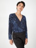 HUSH Nixie Patchwork Star V-Neck Top, Black/Blue