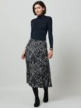 Helen McAlinden Saddie Ikat Print Skirt, Black/White