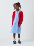 John Lewis Kids' School Gingham Cotton A-Line Dress, Blue/White