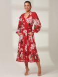 Jolie Moi Eileen Floral Mesh Midi Dress, Red
