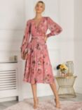 Jolie Moi Eileen Floral Mesh Midi Dress, Pink, Pink