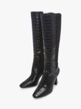 Moda in Pelle Sarisa Patent Croc Knee High Boots, Black, Black