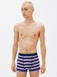 John Lewis ANYDAY Stretch Cotton Stripe Plain Trunks, Pack of 8, Navy Blue/Multi