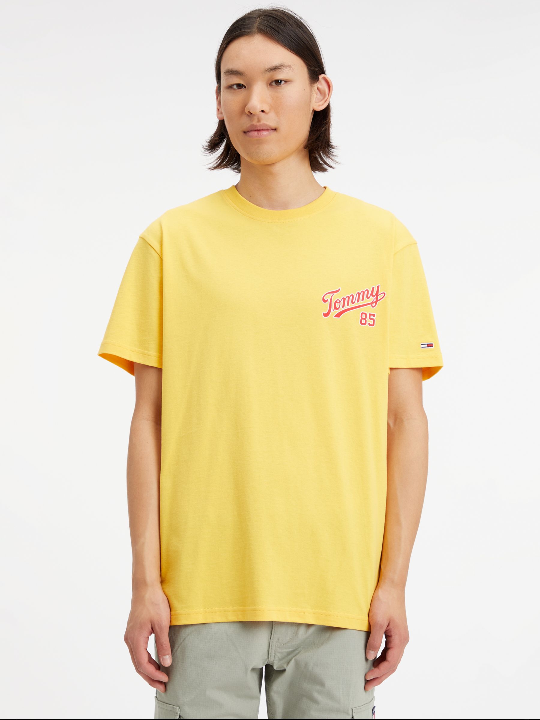 Organic Tommy Jeans Warm John Logo at Lewis Cotton 85 T-Shirt, Partners & College Yellow