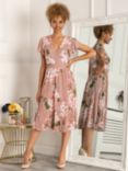 Jolie Moi Chailee Floral Mesh Midi Dress, Dusty Pink, Dusty Pink
