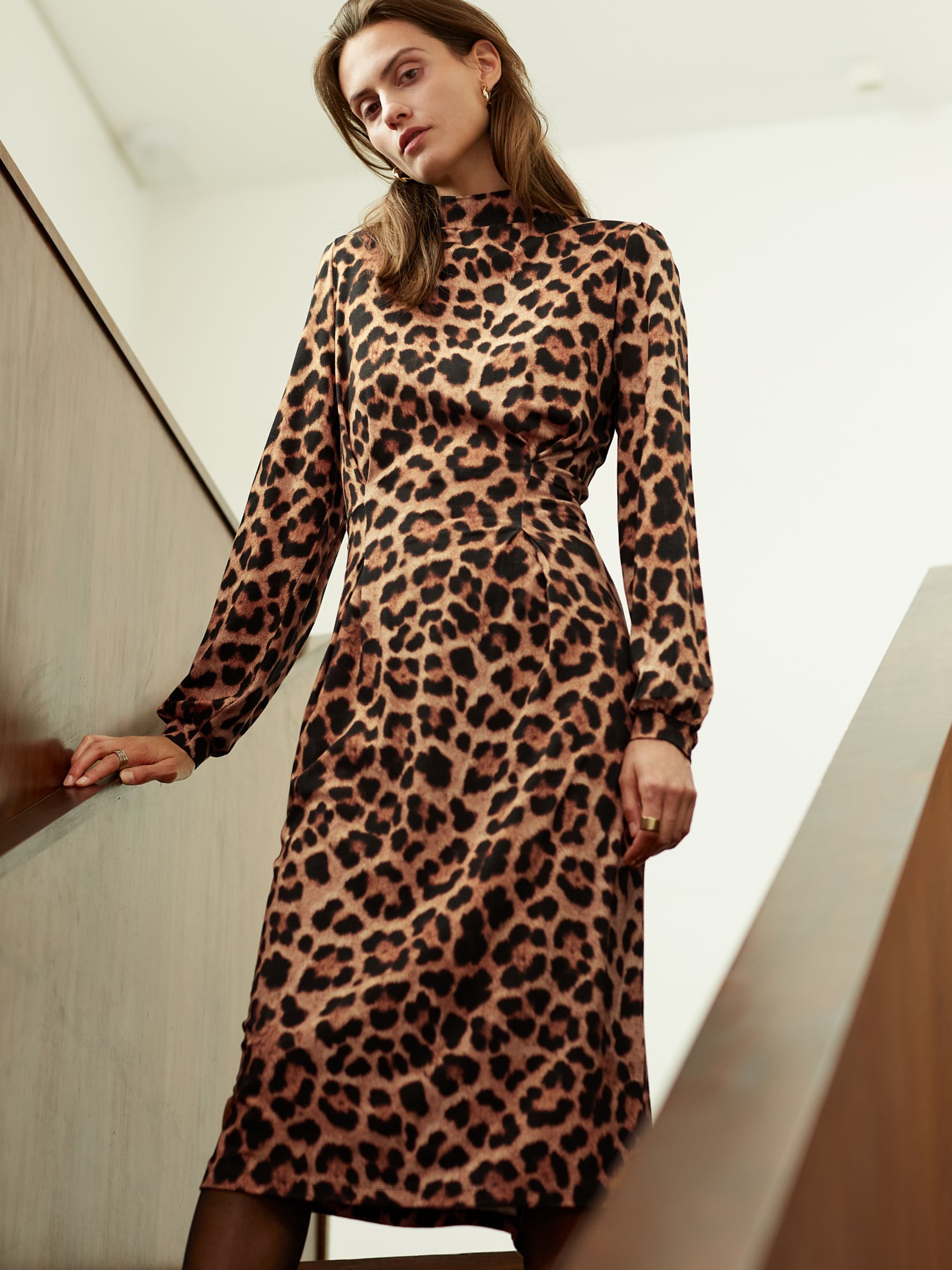 Baukjen Adelyn Animal Print Dress, Butterscotch at John Lewis & Partners