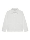 Calvin Klein Kids' Mini Logo Tape Poplin Shirt, Bright white