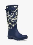 Radley Alba Printed Tall Wellington Boots, Navy