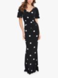 Gina Bacconi Aleece Spaced Spot Jersey Maxi Dress, Black/White, Black/White