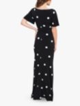 Gina Bacconi Aleece Spaced Spot Jersey Maxi Dress, Black/White, Black/White