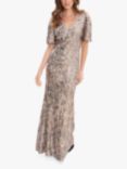 Gina Bacconi Jeselle Sequin Embellished V-Neck Maxi Dress, Mink, Mink