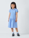 John Lewis Kids' School Gingham A-Line Summer Dress, Blue Light