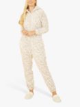 Yumi Leopard Print Fleece Onesie, Light Pink