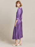 Ghost Louisa Spot Print Satin Midi Dress, Purple