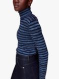 Whistles Stripe Roll Neck Jumper, Blue