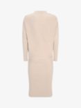 Mint Velvet Wool Blend Batwing Zip Shoulder Dress, Beige
