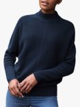 Pure Collection Dolman High Neck Cashmere Jumper, French Navy