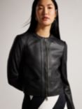 Ted Baker Clarya Cropped Leather Jacket, Black