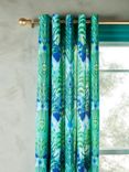 John Lewis + Matthew Williamson Peacock Ikat Pair Lined Eyelet Curtains, Blue