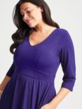 Scarlett & Jo V Neck Fit and Flare Mid Dress, Purple