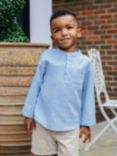 Trotters Kids' Oscar Collarless Shirt, Pale Blue