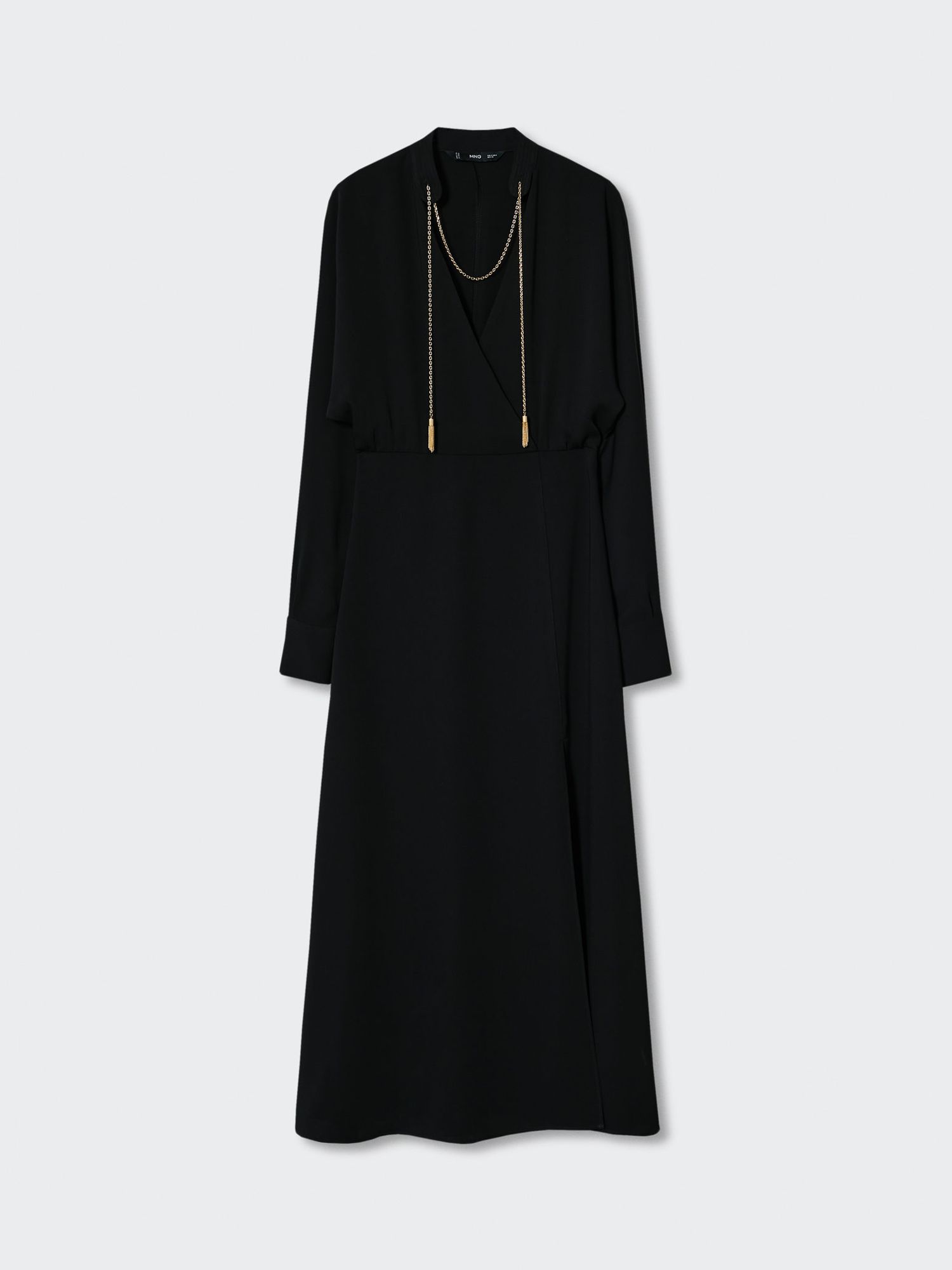 Mango Floren Chain Detail Midi Dress, Black at John Lewis & Partners