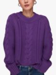 Whistles Cable Knit Jumper, Purple, Purple