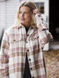 Burgs Dawlish Checked Wool Blend Shacket, Chalk White