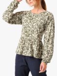 Burgs Whitstone Peplum Hem Top, Deep Olive Green