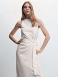 Mango Lina-H Cotton Linen Blend Midi Dress, White