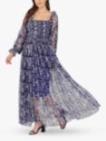 Lace & Beads Lana Floral Print Off Shoulder Maxi Dress, Blue