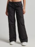 Superdry Low Rise Wide Leg Cargo Trousers, Washed Black