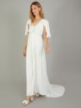 Monsoon Sophie Satin Bridal Maxi Dress, Ivory