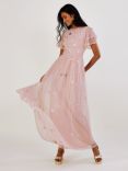 Monsoon Catherine Floral Embellished Maxi Dress, Blush