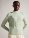 Ted Baker Veolaa Mohair Wool Blend Cable Knit Jumper, Light Green