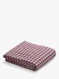 Piglet in Bed Gingham Linen Flat Sheet, Berry